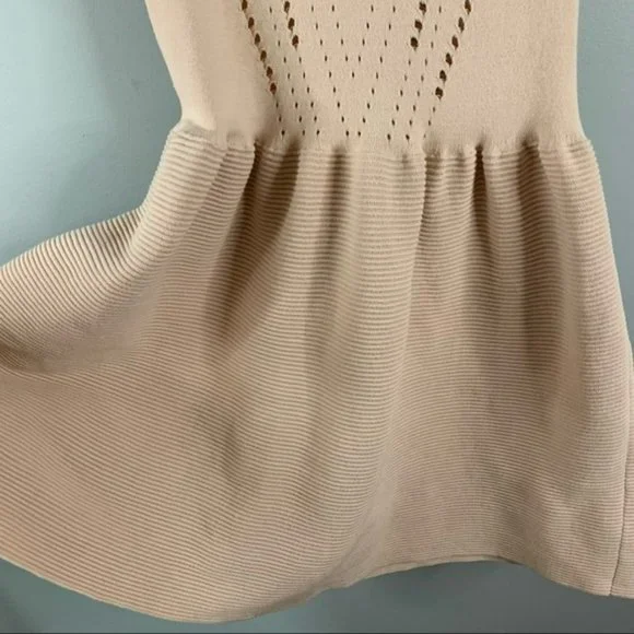 Maje Majeeryne Knit Fitted Lazer Mini Dress Light Pink  Flare Ruffle 2 EU 38 M - Picture 5 of 11